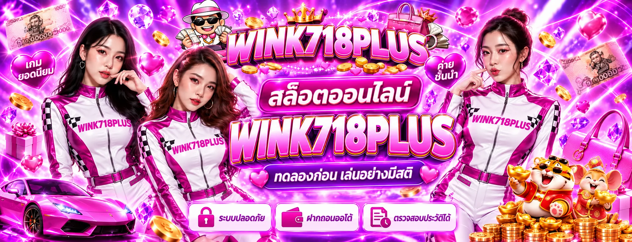 แบนเนอร์สล็อตออนไลน์ WINK718PLUS พร้อมตัวละครเกม